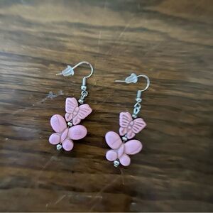 Pink Butterfly Earrings Unbranded